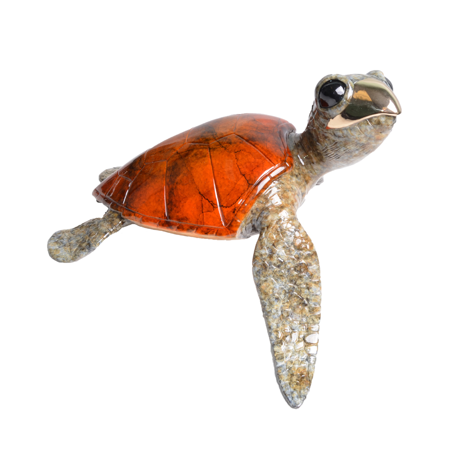 Signed, limited edition bronze turtle sculpture