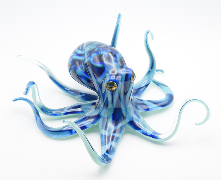 Signed, blown-glass octopus by Michael Hopko