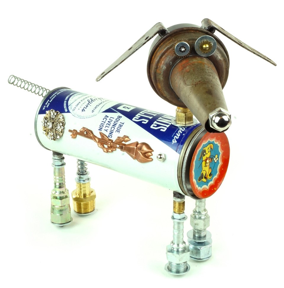 Mixed Media One-of-a-Kind Dog Sculpture by Amy Flynn