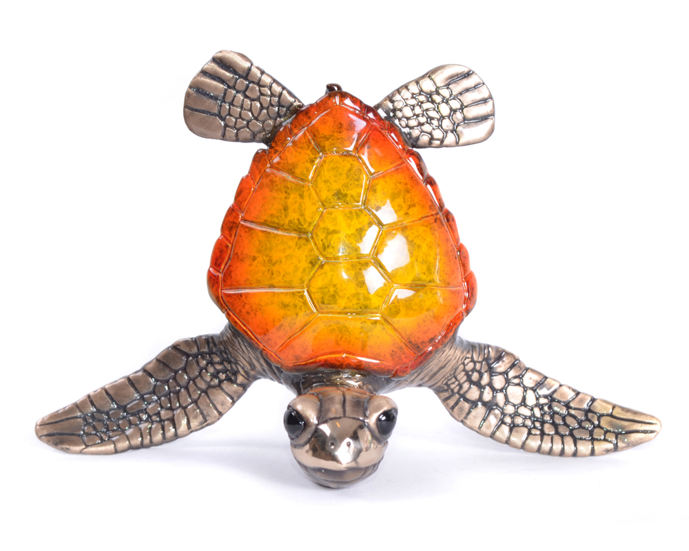 Signed, limited edition bronze turtle sculpture