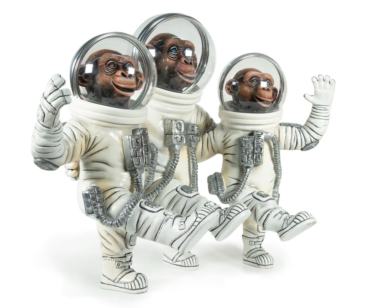 Limited Edition Mixed Media Astro-chimps sculpture by Carlos & Albert