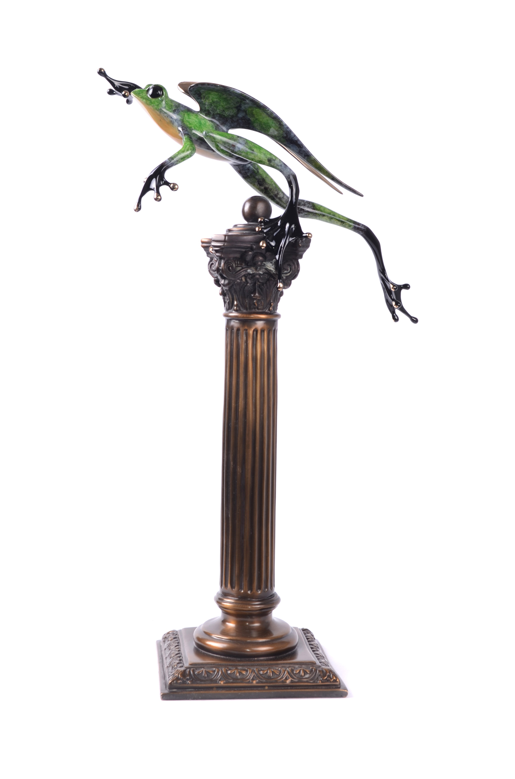 Signed, limited edition bronze winged frog sculpture by Tim Cotterill