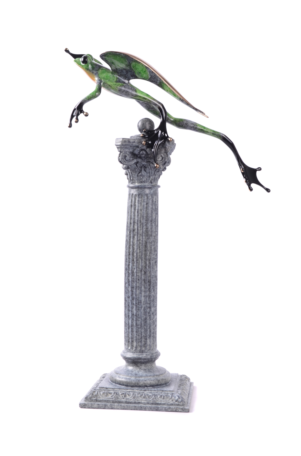 Signed, limited edition bronze winged frog sculpture by Tim Cotterill