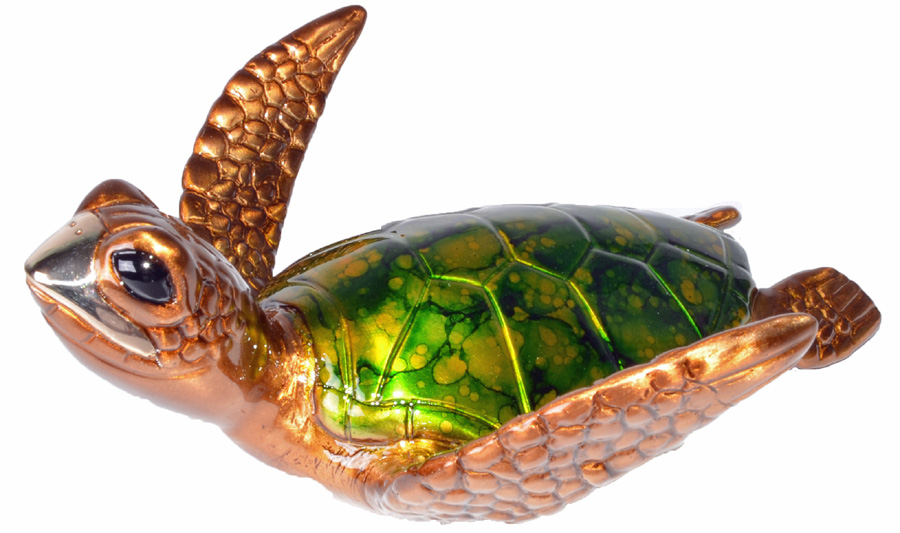 Signed, limited edition bronze turtle sculpture