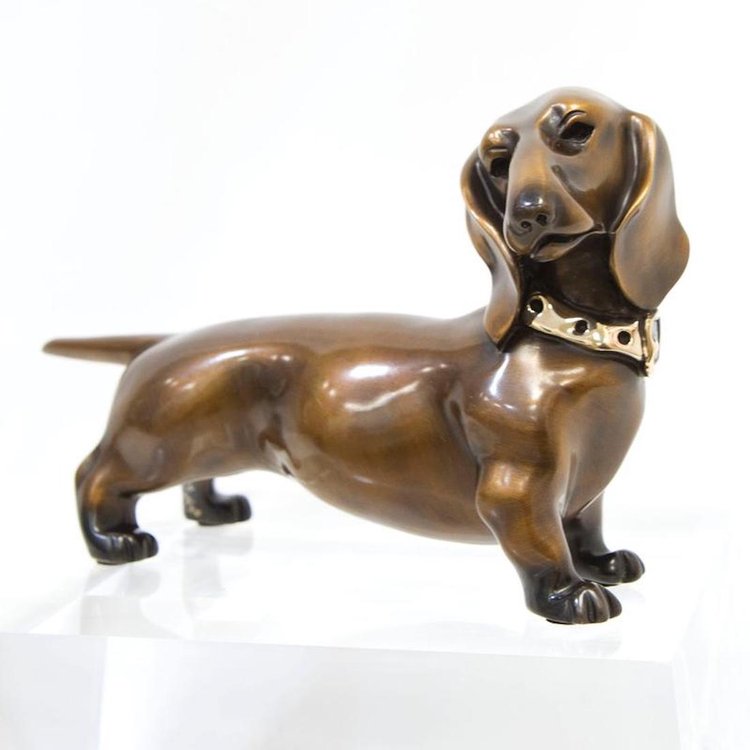 Signed, limited edition bronze dog sculpture