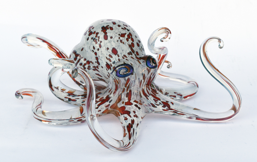Handblown glass octopus sculpture
