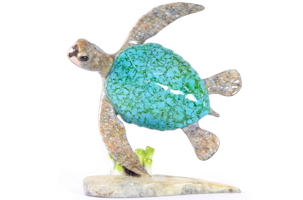 Signed, limited edition bronze turtle sculpture