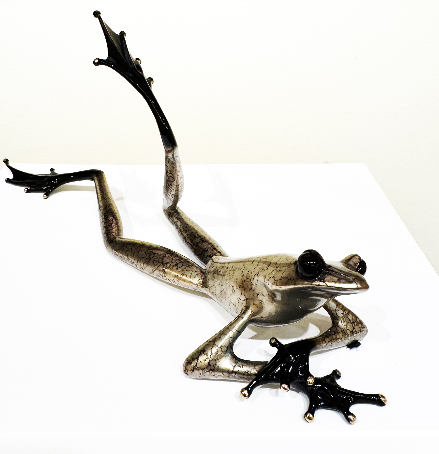 Signed, limited edition bronze frog sculpture