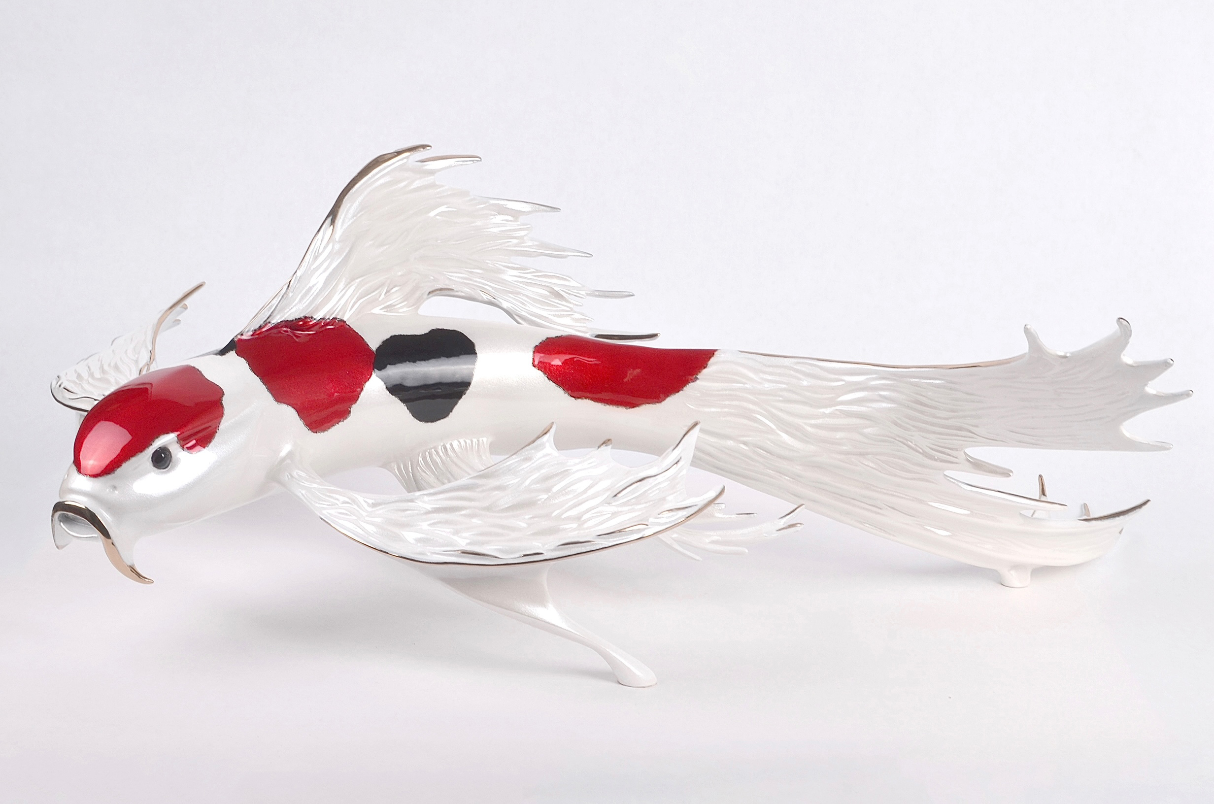 Signed, limited edition bronze koi sculpture by Tim Cotterill