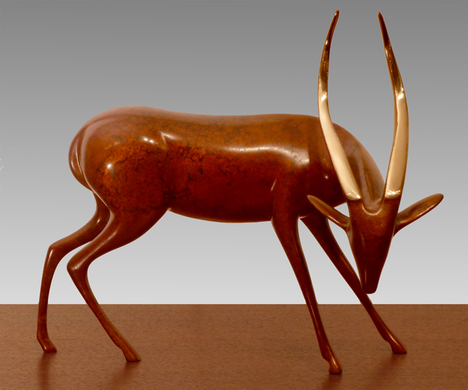 Signed, limited edition bronze gazelle sculpture