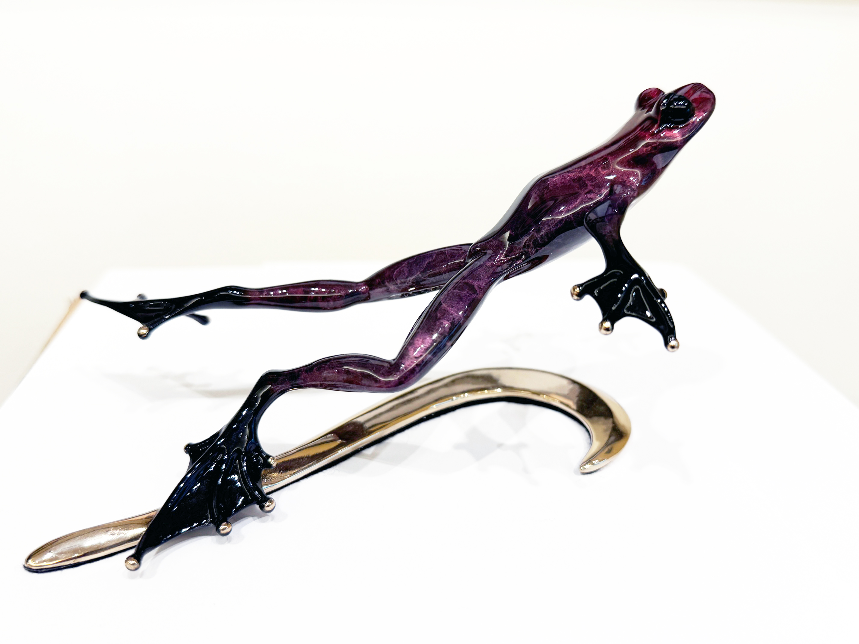 Signed, limited edition bronze frog sculpture