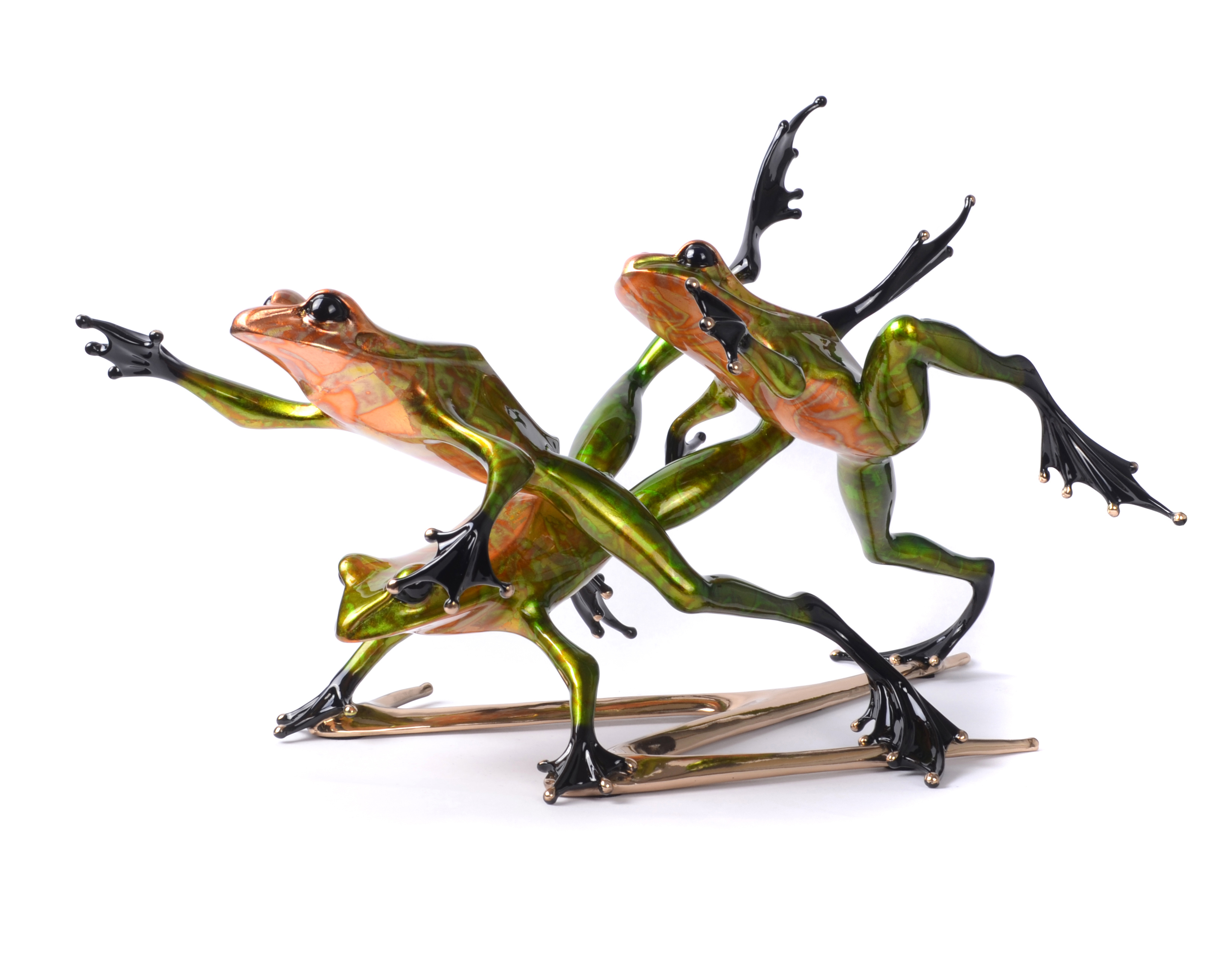 Signed, limited edition bronze frog sculpture